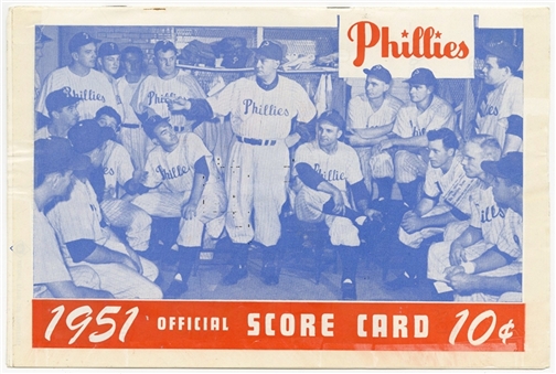 Willie Mays First Game in the Majors Completely Scored-1951 Philadelphia Phillies vs. NY Giants Score Card 